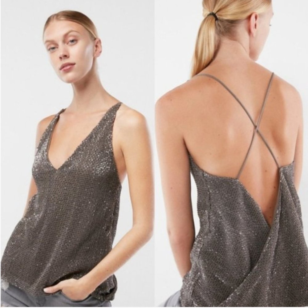 Express Sequin Open Back Tank